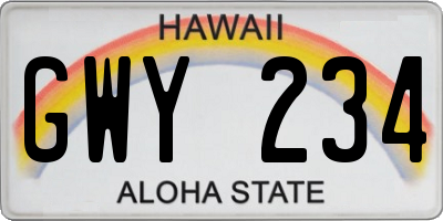 HI license plate GWY234