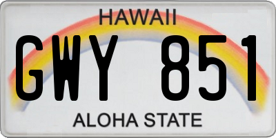 HI license plate GWY851