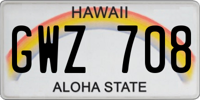 HI license plate GWZ708