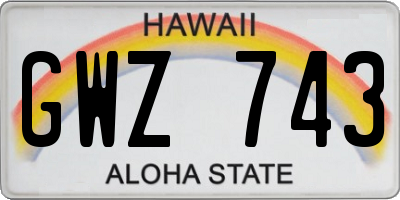 HI license plate GWZ743