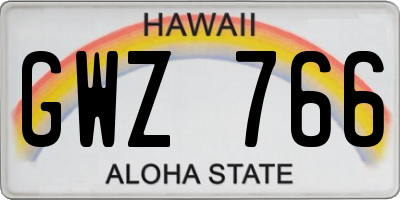 HI license plate GWZ766