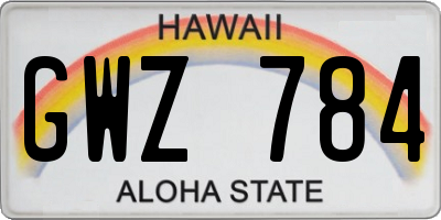 HI license plate GWZ784