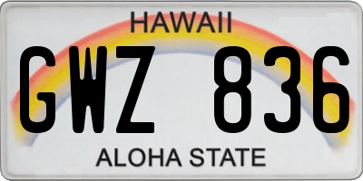 HI license plate GWZ836