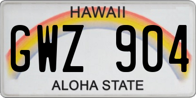 HI license plate GWZ904