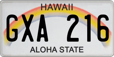 HI license plate GXA216