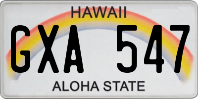 HI license plate GXA547