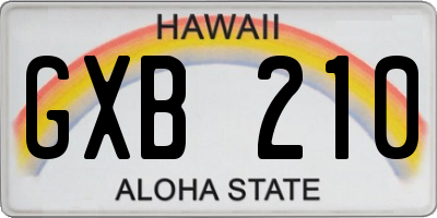 HI license plate GXB210