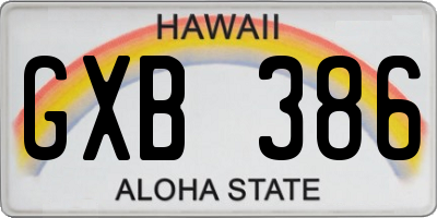 HI license plate GXB386