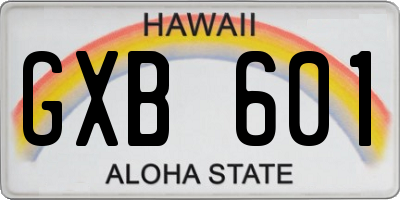 HI license plate GXB601