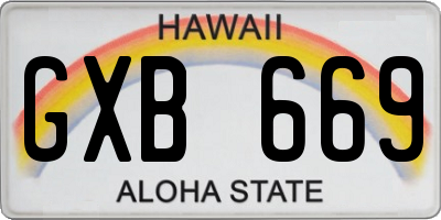 HI license plate GXB669