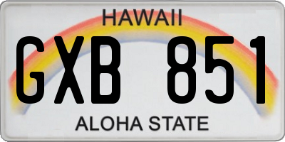 HI license plate GXB851