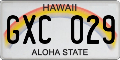 HI license plate GXC029