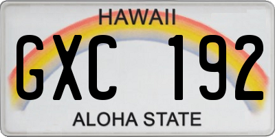 HI license plate GXC192