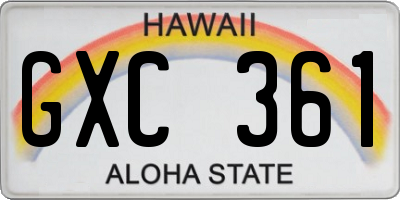 HI license plate GXC361