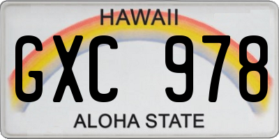 HI license plate GXC978