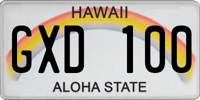 HI license plate GXD100