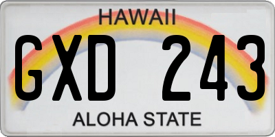 HI license plate GXD243