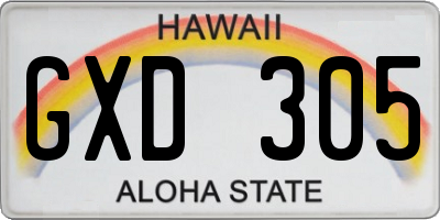 HI license plate GXD305
