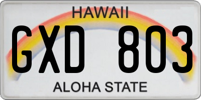 HI license plate GXD803