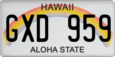HI license plate GXD959