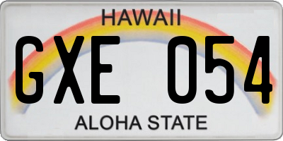HI license plate GXE054