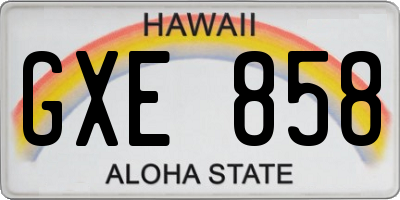 HI license plate GXE858