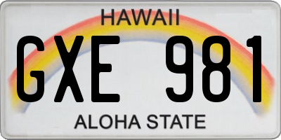 HI license plate GXE981