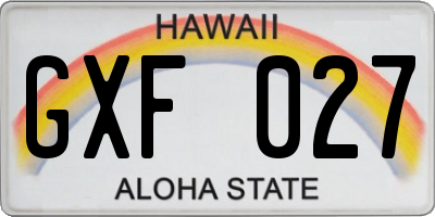 HI license plate GXF027