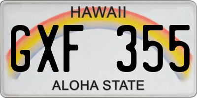 HI license plate GXF355