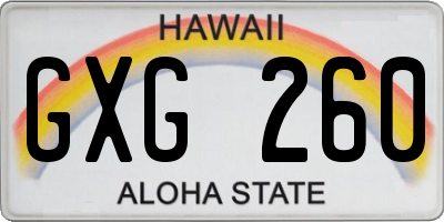 HI license plate GXG260
