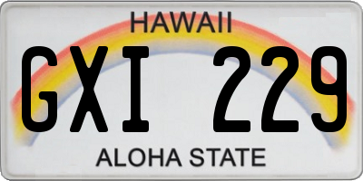 HI license plate GXI229