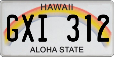 HI license plate GXI312