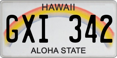 HI license plate GXI342