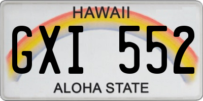 HI license plate GXI552