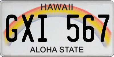HI license plate GXI567