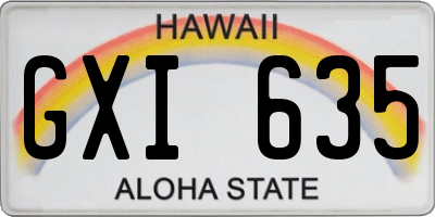 HI license plate GXI635