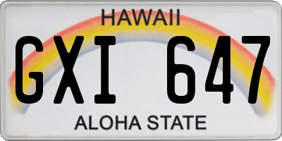 HI license plate GXI647
