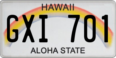 HI license plate GXI701