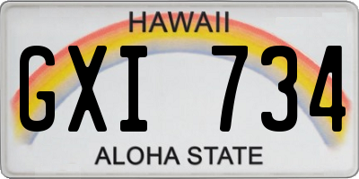 HI license plate GXI734