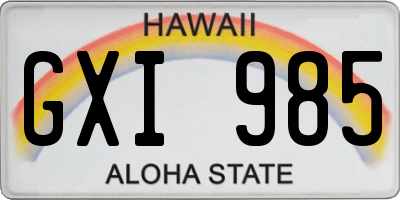 HI license plate GXI985