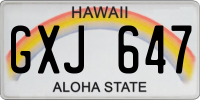 HI license plate GXJ647