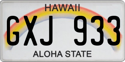 HI license plate GXJ933
