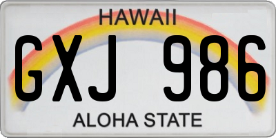 HI license plate GXJ986