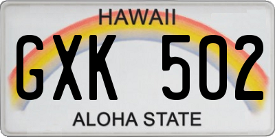 HI license plate GXK502