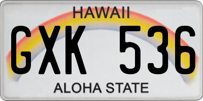 HI license plate GXK536