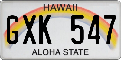 HI license plate GXK547