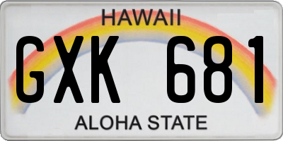 HI license plate GXK681