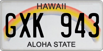 HI license plate GXK943