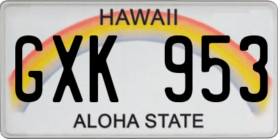 HI license plate GXK953