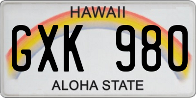 HI license plate GXK980
